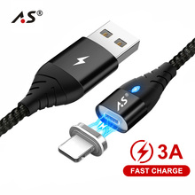 A.S Magnetic USB Cable for iPhone Cable XS Max XR X 8 7 6 Plus 6S 5 iPad Mini Fast Charging Cable Mobile Phone Charger Cord Data 2024 - buy cheap