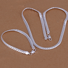 Wholesale Fashion 925 Jewelry Silver Plated Sets 5mm Curb Chain bracelet Necklace Jewelry set AS085 2024 - buy cheap