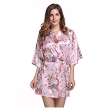 Robe feminino cetim curto, peça feminina kimono liso 2024 - compre barato