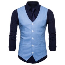 2018 Mens Slim Fit Single Breasted Suit Vest 2018 Brand New Formal Dress Business Wedding Vest Waistcoat Men Solid Color Gilet 2024 - buy cheap