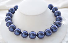 charming Fashion Jewelry Huge 12mm Blue South Sea Shell Pearl Round  Necklace 18"AAA shipping free 2024 - buy cheap
