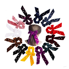 Fashion Velvet Hair Ropes Girls Ponytail Scarf Solid Ribbon Scrunchies  New Horsetail Ties Head Wrap Pearls Hair Accessories 2024 - buy cheap