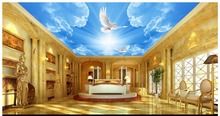 3d wallpaper custom 3d ceiling wallpaper murals blue sky white clouds European style ceiling murals wallpaper home decoration 2024 - buy cheap