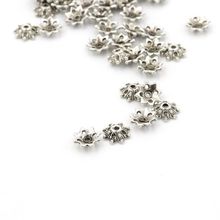 50 peças 9*3mm contas de flor de prata tibetana contas soltas espaçador contas para fazer jóias acessórios de busca suprimentos por atacado 2024 - compre barato