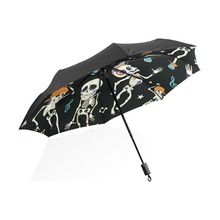 Skull Dancing Music Black Pattern Umbrella Automatic Folding Rain Umbrella Women Anti-UV Protection Sunscreen Windproof Parasol 2024 - buy cheap