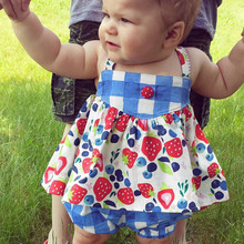 2021 NEW Infant Baby Girls Sleeveless Strawberry Print Vest Tops+Plaid Shorts Outfits Set детская одежда newborn clothes 2024 - buy cheap