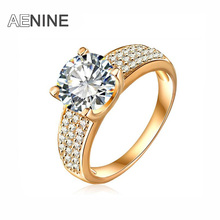 AENINE Simple Style Wedding Finger Ring Gold/Silver Color Micro Inlay Cubic Zirconia Lady Rings Jewelry Drop Shipping CRI0010 2024 - buy cheap
