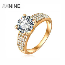 AENINE Estilo Simples vestidos de Casamento Dedo Anel de Ouro/Prata Cor Micro Inlay Cubic Zirconia Lady Rings Jóias Drop Shipping CRI0010 2024 - compre barato