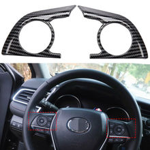 2pcs/set Car Interior Carbon Fiber Style ABS Steering Wheel Switch Cover Trim Molding For Toyota Camry 2018 2024 - buy cheap