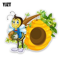 YJZT 15.9CM*13.2CM A Bee Holding A Honey Jar Interesting Sticker Car PVC Decal 12-300708 2024 - buy cheap