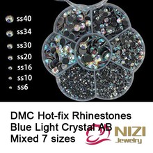 DMC Hotfix Rhinestones Mixed 7 Sizes Flatback Round Shape Glass Rhinestones Fashion Iron on Strass New Crystal Stone For DIY 2024 - buy cheap