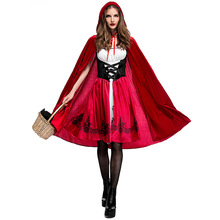 Plus size Fairy Tales Little Red Riding Hood with Hooded Cape Costumes Cosplay For Adults Woman Halloween Party 2024 - buy cheap
