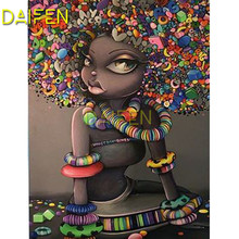 Full Square Diamond painting black girl with flower hair Full Round Diamond mosaic 5D DIY Diamond embroidery Cross stitch 2024 - buy cheap