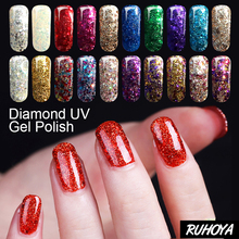 Ruhoya UV LED отмачиваемый лак для ногтей алмазный Блестящий Полупостоянный УФ-гель для ногтей нужна лампа для ногтей верхнее основание Гель-лак для ногтей 2024 - купить недорого