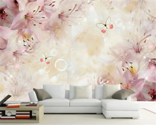 beibehang hudas beauty beautiful and elegant lily romantic flowers warm marble background wall papel de parede 3d wallpaper 2024 - buy cheap