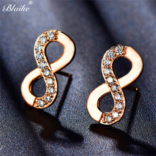 Blaike Dainty White Cubic Zirconia Stud Earrings For Women Elegant Rose Gold Filled Earring Fashion Jewelry Birthstone Gifts 2024 - buy cheap