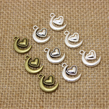  60pcs/lot 16*12mm Two color Lovely Mini moon Hearts Charm Pendant Jewelry Findings Metal Materials 2024 - buy cheap