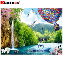 KEXINZU 5D Completo DIY Praça Broca de Diamante Pintura Cisne balão 3d Mosaico Diamand Bordado Decoração Do Quarto Casamento K22156 2024 - compre barato