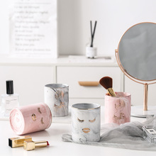 Europe Marble Makeup Pot Brush Cosmetic Storage Box Modern Minimalist Home Decor Ceramic Makeup Jar Box for Girl Lady Pen Pot 2024 - buy cheap