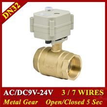 2 Way Brass 1-1/4'' DN32 Metal Gear Motorized Valves AC/DC 9V 12V 24V 3/7 Wires TF32-B2 Series Automated Ball Valves 2024 - buy cheap