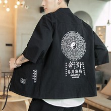 Cotton Cardigan Jacket Men Chinese Style Streetwear Fashion Hip Hop Casual Coat Loose Kimono Jacket Size M-5XL 2024 - buy cheap