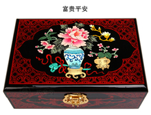 Caja de joyería de 2 capas con flores florecientes chinas, Lacquerware clásico de madera hecho a mano y bordado de peces 2024 - compra barato