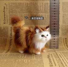 Имитация желтого кота, полиэтилен и мех, модель кошки, забавный подарок, около 12 см x 6 см x 12 см 2024 - купить недорого