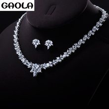 GAOLA Women's Luxury Wedding Jewelry Set Flower SHAPE Necklace&Earrings with AAA CZ Bridal Jewelry Sets GLN0162-4657 2024 - buy cheap
