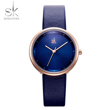 Relojes elegantes de moda de Shengke para mujer, relojes de pulsera de cuarzo con correa de cuero de estilo Simple para mujer, relojes de pulsera de marca SK 2024 - compra barato