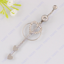 Heart Belly button ring fashion body piercing jewelry women navel ring 14G 316L surgical steel bar Nickel-free 2024 - buy cheap