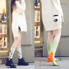 Coloridos calcetines de algodón para mujer, medias de vestir, para boda, con diseños de plantas, animales marinos, frutas, moda urbana 2024 - compra barato