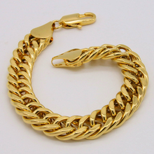 Thick Mens Bracelet Yellow Gold Filled Curb Link Wrist Chain Trendy Hip Hop Jewelry Gift 8.66 Inches Long 2024 - buy cheap