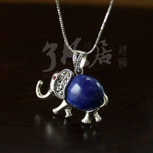 Natural semi-precious stones 925 Sterling silver women jewelry 18*29MM inlaid Lapis Cartoon Elephant Pendant girlfriend gift 2024 - buy cheap