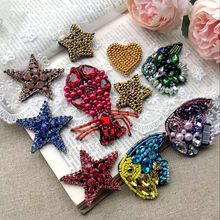 Patches artesanais de pérola lagosta estrela costurados com miçangas patch em lantejoulas para roupas aplique de miçangas 2024 - compre barato