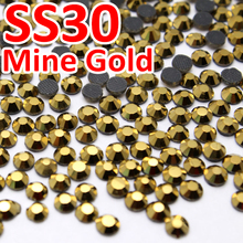 SS30 6.4-6.6mm,288pcs/Bag Aurum Mine Gold DMC Glass Hot Fix FlatBack Rhinestones,machine cut iron-on garment crystals stones 2024 - buy cheap