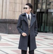 Casaco masculino de lã longo, jaqueta e casaco cinza slim para homens, inverno, moda plus size s-9xl 2024 - compre barato