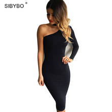 Sibybo Women Sexy Club Dresses 2017 Long Sleeve Autumn High Neck Elegant Bandage Bodycon Evening Party Dresses Vestidos Feminino 2024 - buy cheap