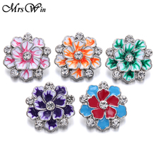 6pcs/lot New Snap Button Jewelry Colorful Rhinestone 18mm Flower Snap Buttons Fit Snap Button Necklace Snaps Bracelet for Women 2024 - buy cheap