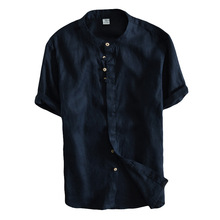 Camisas masculinas de manga curta de algodão e linho, moda verão, camisa fina e casual, tamanhos grandes, 2019 2024 - compre barato