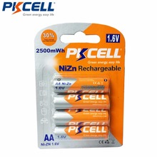 4Pcs x PKCELL Bateria AA Batteries 1.6V Nickel-Zinc 2500mWh Ni-Zn 2A aa Rechargeable Battery Bateries Baterias 2024 - buy cheap
