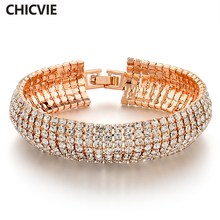 CHICVIE Silver color Jewelry Austrian Crystal Cuff Charm Bead bracelets With Stones Love Bracelets & Bangles For Women Sbr140158 2024 - buy cheap