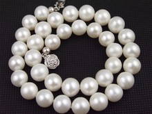 Perfect Women's Pearl Jewelry, Choker Round White 10mm Cultured Pearl Beads Silvers Clasp Fit Ms Thin Or Yong Girl.15inches 2024 - buy cheap