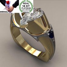 OMHXZJ Wholesale European Fashion Woman Man Party Wedding Gift Geometric White AAA Zircon 18KT Yellow Gold Ring RR751 2024 - buy cheap