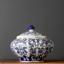Porcelana octogonal azul y blanca, porcelana azul y blanca, tanque de almacenamiento de cerámica Jingdezhen, arreglo decorativo, latas de té 2024 - compra barato