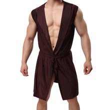 Roupão de banho masculino, pijamas com capuz de seda, sexy, seda, kimono, roupão masculino, tamanho grande, para vestir 2024 - compre barato