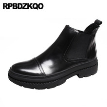 Platform High Sole Shoes Men Boots Fur Winter Quality Chelsea Full Grain Slip On Black Chunky Ankle Thick Soled Stylish Booties 2024 - buy cheap