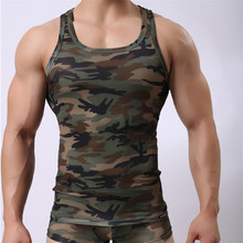 Moletom masculino camuflado, roupa justa com manga curta e camuflagem, traje esportivo e sexy para luta livre 2024 - compre barato