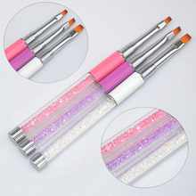 3 Size Nail Art Flat Painting Brush Pen Rhinestone Metal Acrylic Gel UV Polish Tips Builder 3D Flower Drawing Manicure Tools Set 2024 - buy cheap