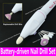 Battery driven Drill Set 5 bits Electric Manicure Pedicure Nail Power Drill Tool kit Nail Art Tools False Nail Sanding Buffing 2024 - buy cheap