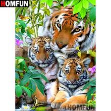 Homfun pintura completa quadrada/redonda de broca 5d diy, pintura de diamante "animal tigre", bordado, ponto de cruz, decoração 3d, presente de decoração para casa a11195 2024 - compre barato